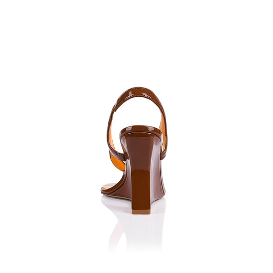 Martine Wedge Caramel Leather - Lana Wilkinson