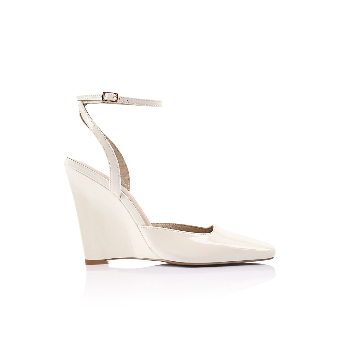 Mona Wedge Ivory Patent Leather - Lana Wilkinson