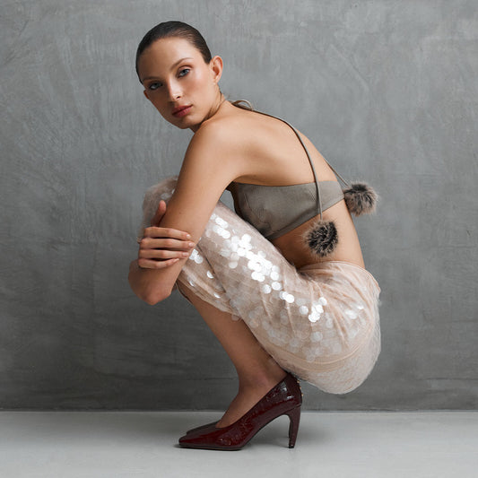 Pearl Pump Cherry Croc Leather - Lana Wilkinson