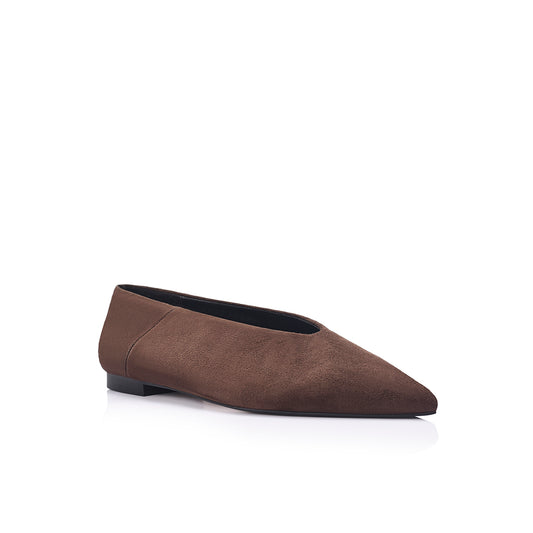 Piper Flat Espresso Suede Leather - Lana Wilkinson