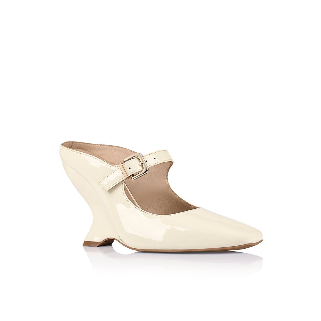 Quinn Wedge White Patent Leather - Lana Wilkinson