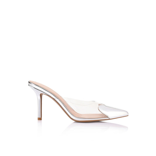 Raquel Mule Vinylite & Silver Patent - Lana Wilkinson