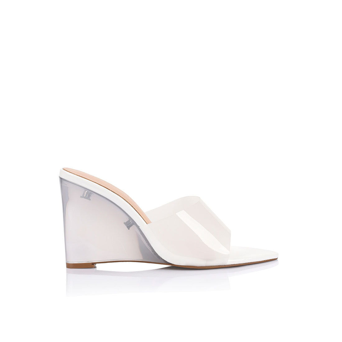 Sera Wedge Heel Lucite White Vinylite
