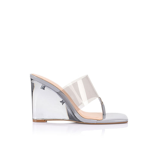 Sienna Wedge Lucite Grey Vinylite - Lana Wilkinson