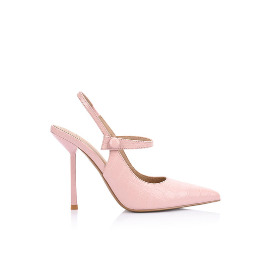 Sophie Mary Jane Heel Pink Croc Embossed Leather - Lana Wilkinson