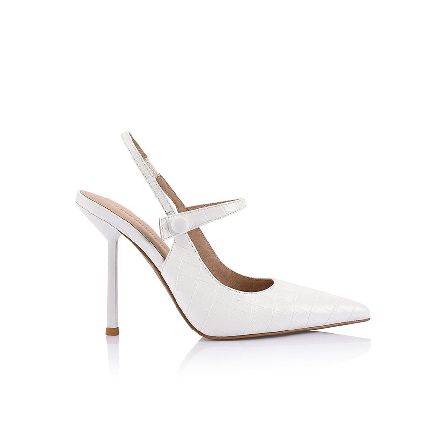 Sophie Mary Jane Heel White Croc Embossed Leather Lana Wilkinson