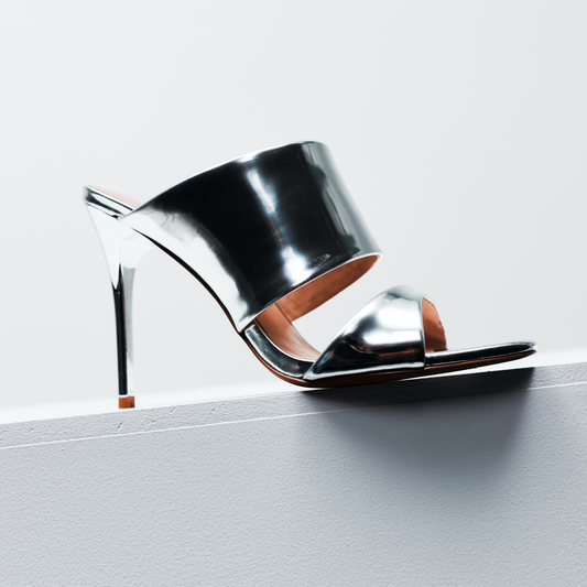 Montana Mule Silver Metallic Leather - Lana Wilkinson