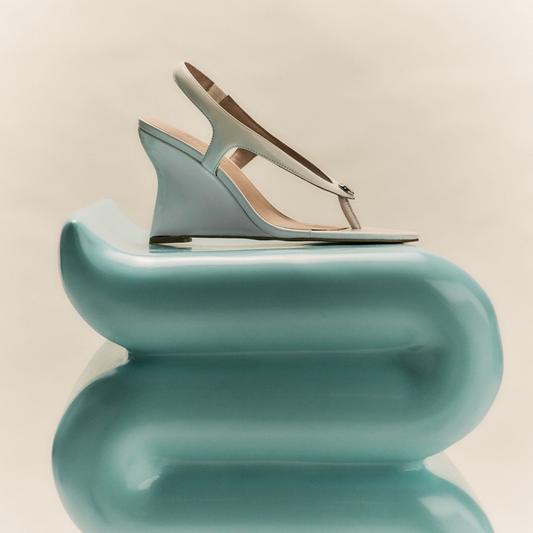 Martine Wedge White Leather - Lana Wilkinson