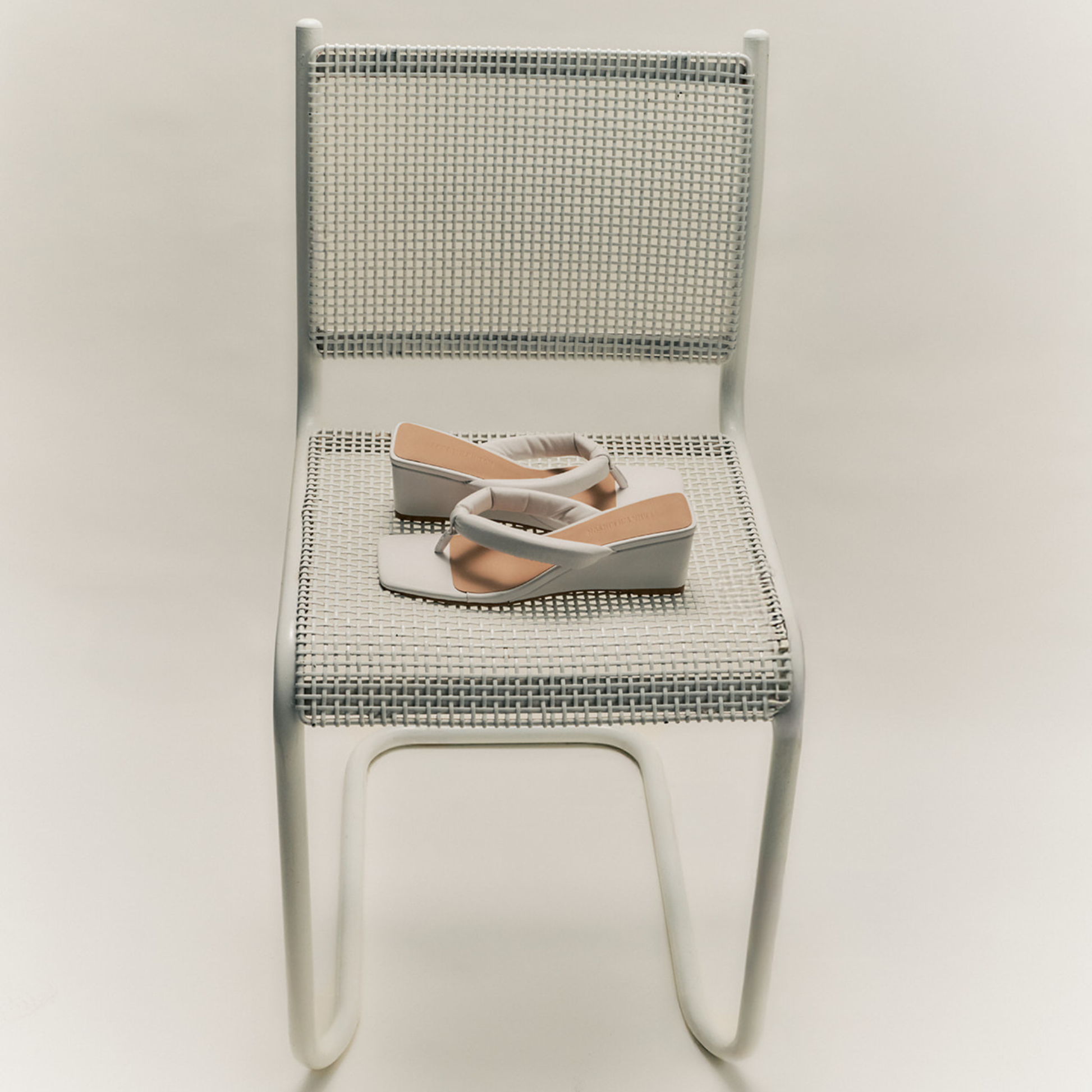 Mandy Wedge White Leather - Lana Wilkinson