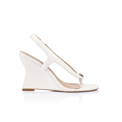 Martine Wedge White Leather - Lana Wilkinson