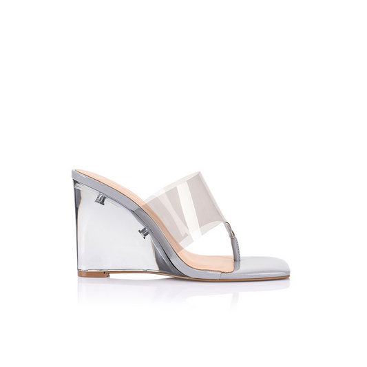 Sienna Wedge Lucite & Grey Vinylite