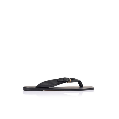 Lesley Flat Black Leather