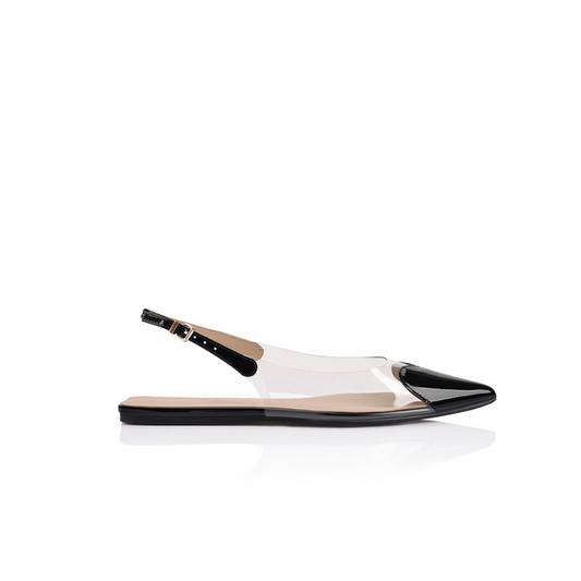 Rhi Flat Vinylite & Black Patent Leather