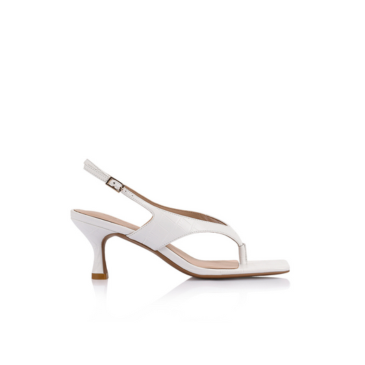 Christina Sandal White Croc-Embossed Leather