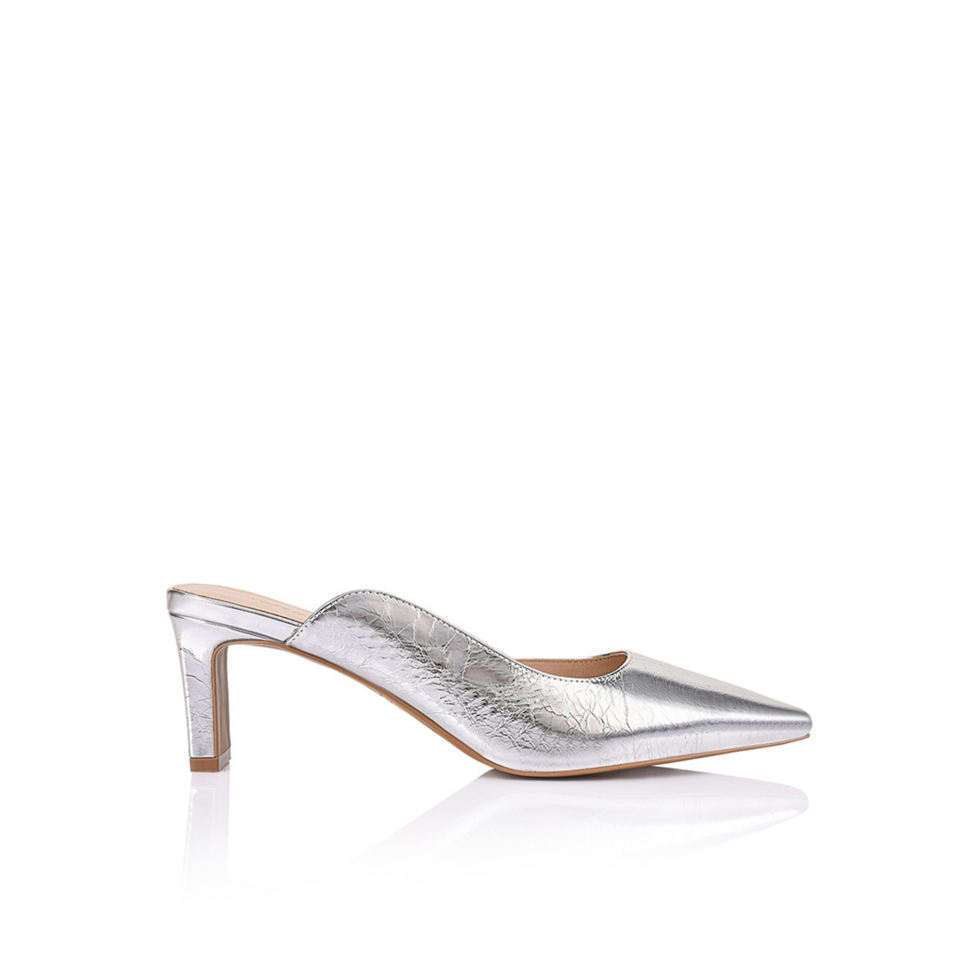 Di Block Heel Mule Silver Metallic Lana Wilkinson