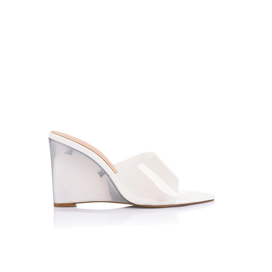 Sera Wedge Lucite & White Vinylite