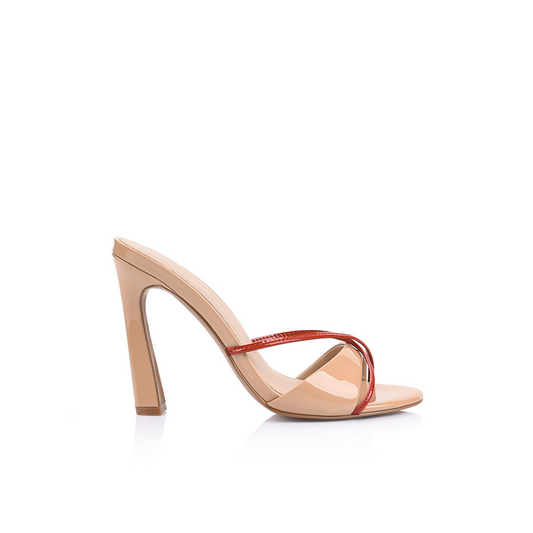 Willow Mule Beige & Red Leather