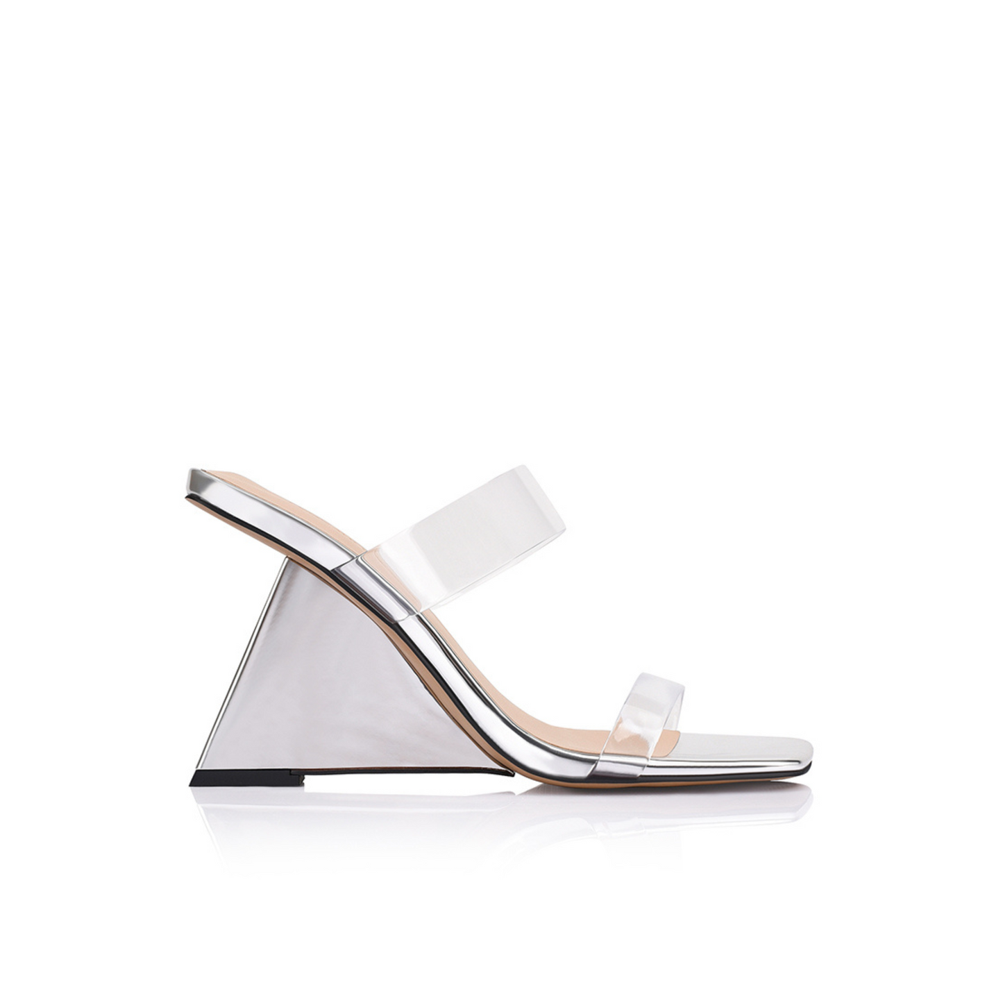 Brooke Wedge Silver Metallic Patent - Lana Wilkinson