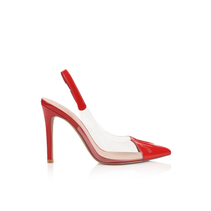 Romy Pump Vinylite & Red Patent Leather