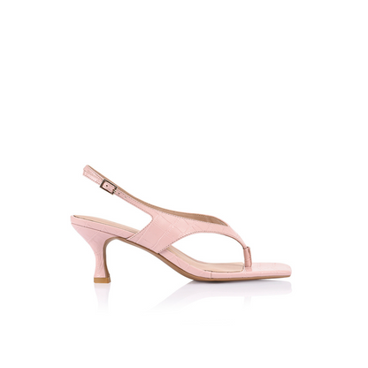 Christina Sandal Blush Pink Croc-Embossed Leather