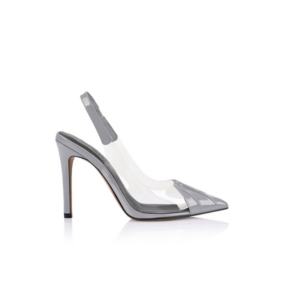 Romy Pump Vinylite & Grey Patent Leather