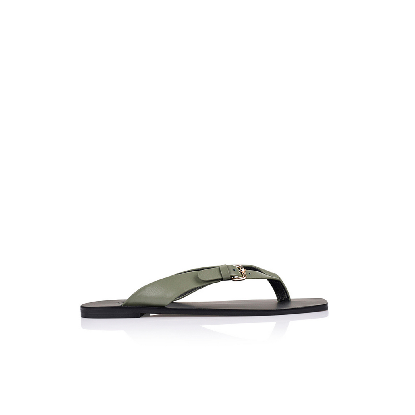 Lesley Flat Olive Leather