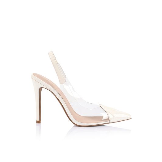 Romy Pump Vinylite & White Patent