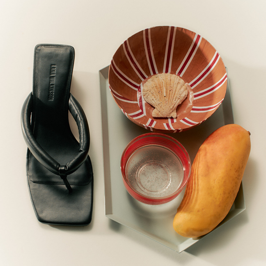 Mandy Wedge Black Leather - Lana Wilkinson