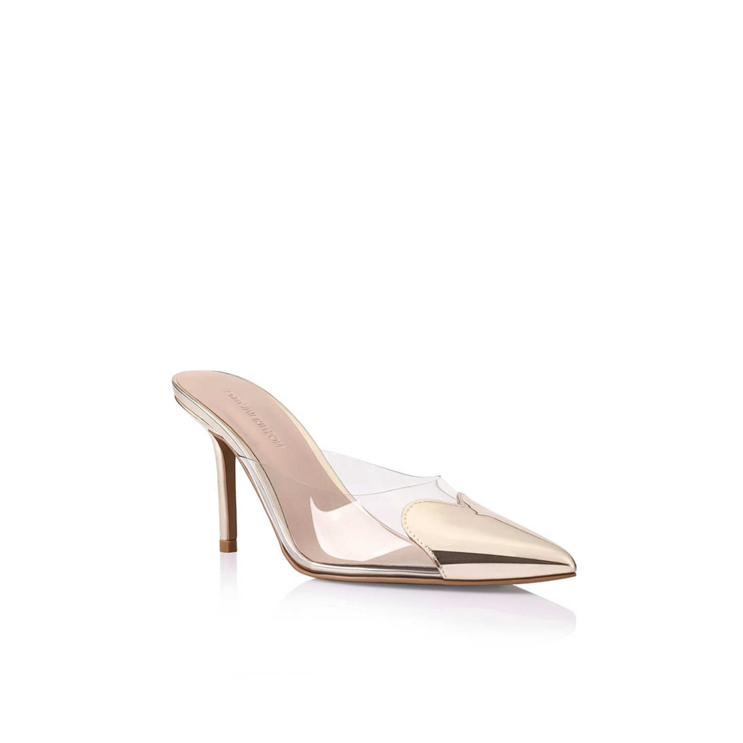 Raquel Mule Vinylite & Gold Metallic Patent