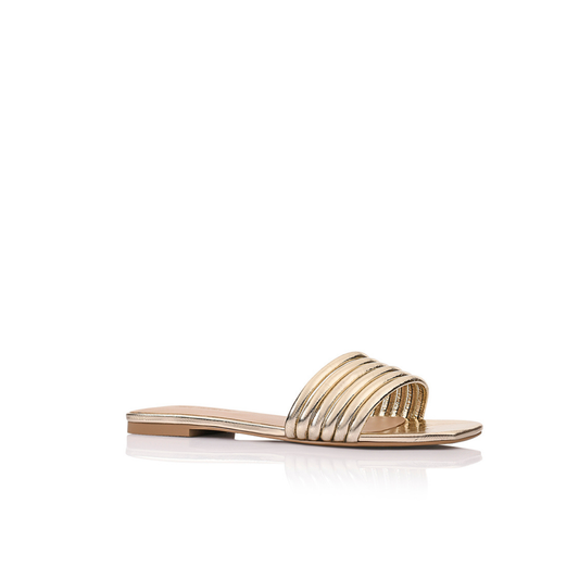 Cami Flat Gold Metallic Leather - Lana Wilkinson