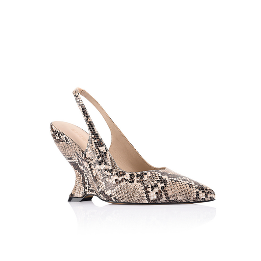 Monique Wedge Snake-Print Leather