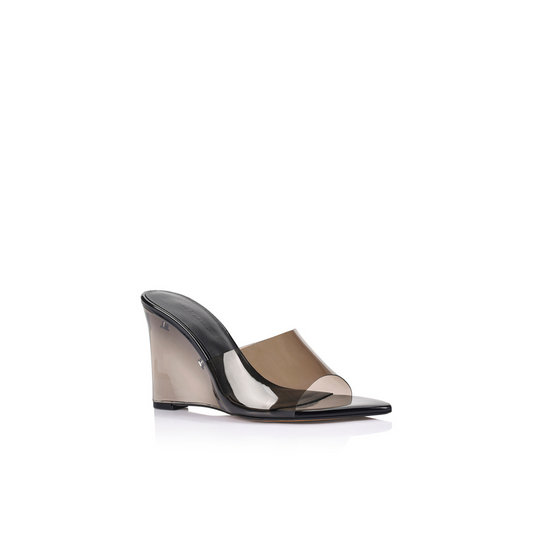 Sera Wedge Lucite & Black Vinylite