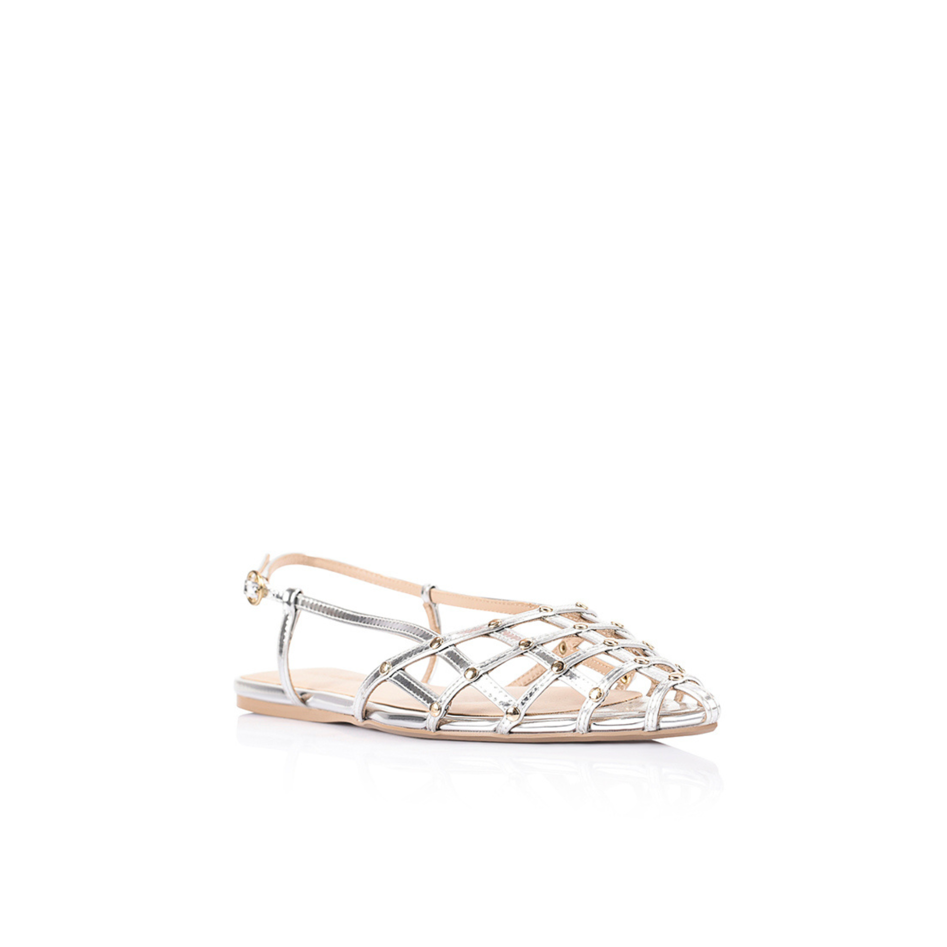 Mary Caged Flat Slingback Silver - Lana Wilkinson