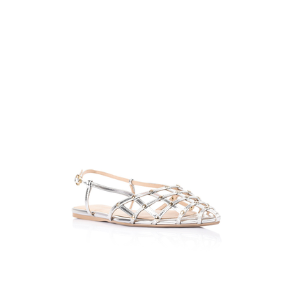 Mary Caged Flat Slingback Silver - Lana Wilkinson