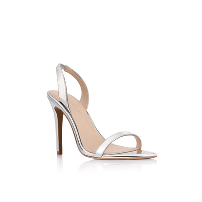 Cassie Sandal Silver Metallic Patent