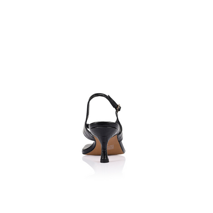 Christina Sandal Black Croc-Embossed Leather