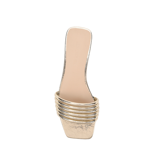 Cami Flat Gold Metallic Leather - Lana Wilkinson