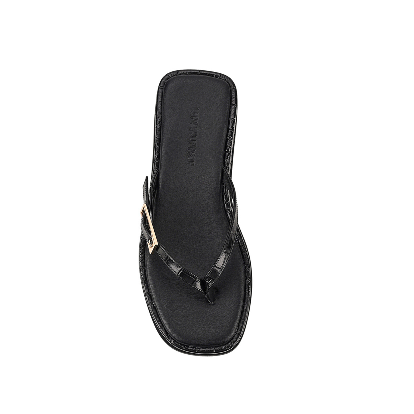 Josie Sandal Black Croc-Embossed Leather - Lana Wilkinson