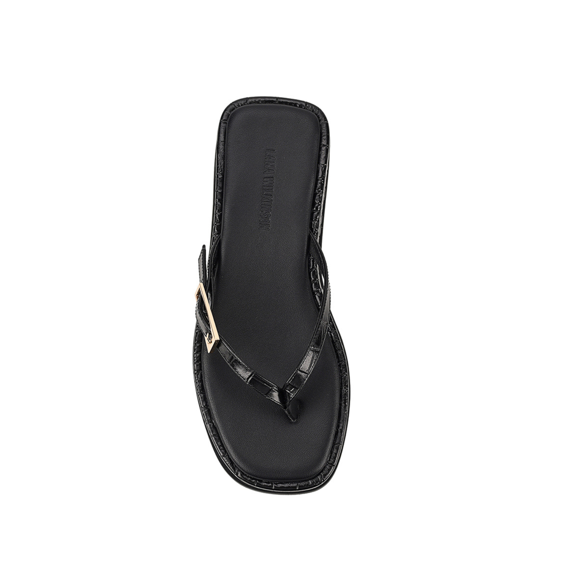 Josie Sandal Black Croc-Embossed Leather - Lana Wilkinson