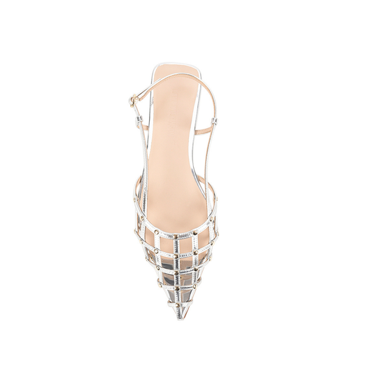 Mary Caged Flat Slingback Silver - Lana Wilkinson