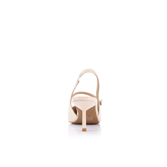 Scarlett Mary-Jane Heel Ivory Croc-Embossed Leather - Lana Wilkinson