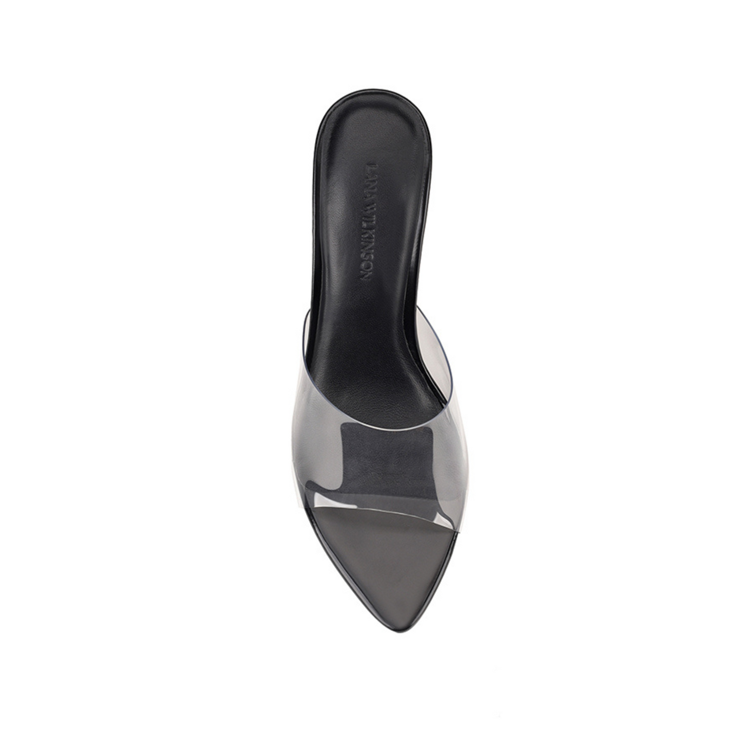 Suzy Wedge Lucite & Black Leather