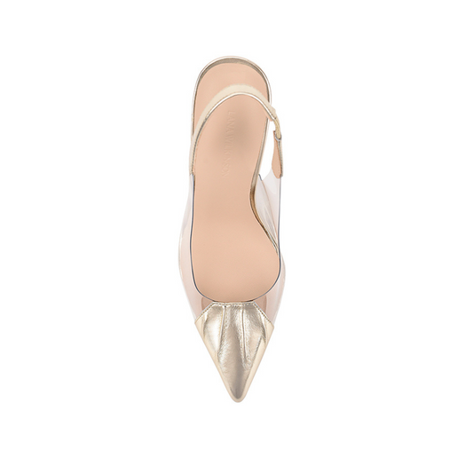 Romy Pump Vinylite & Gold Patent