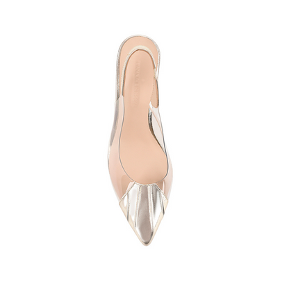 Remi Pump Vinylite Gold Metallic Patent - Lana Wilkinson