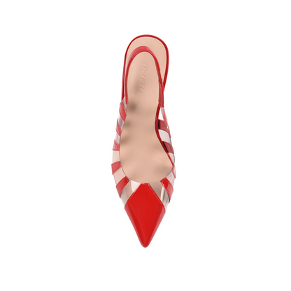 Sasha Pump Vinylite & Red Patent