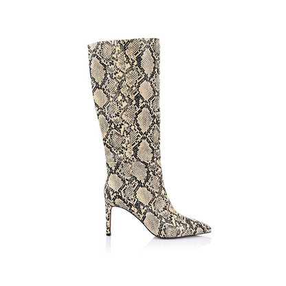 Huw Knee High Boot Snake Print Leather Lana Wilkinson