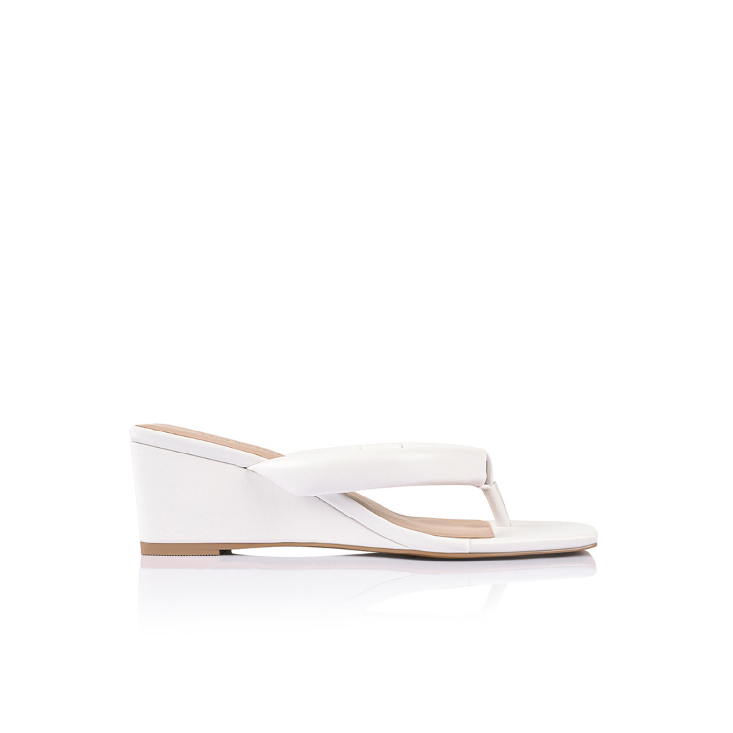 Mandy Wedge White Leather - Lana Wilkinson