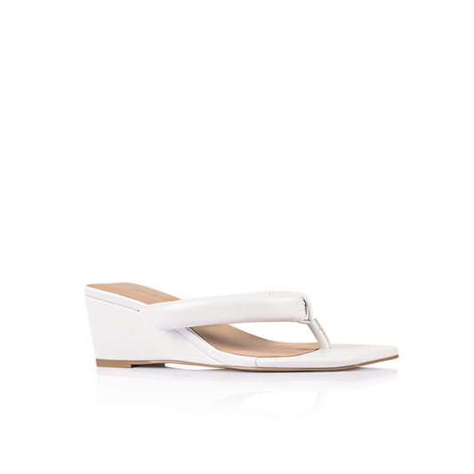 Mandy Wedge White Leather - Lana Wilkinson