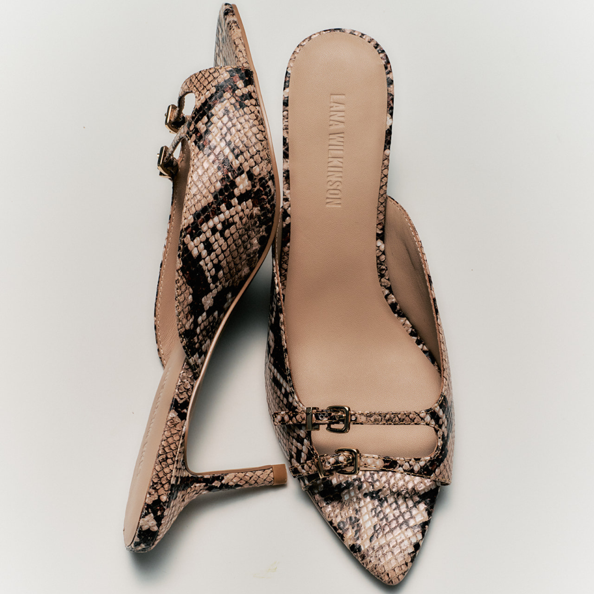 Shannon Mule Snake-Print Leather - Lana Wilkinson