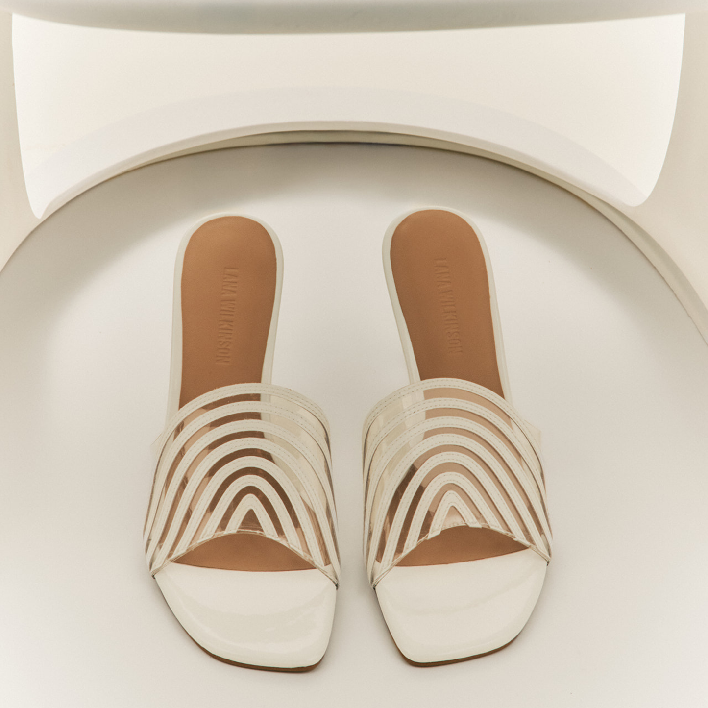 Farrah Mule Vinylite & White Patent Leather